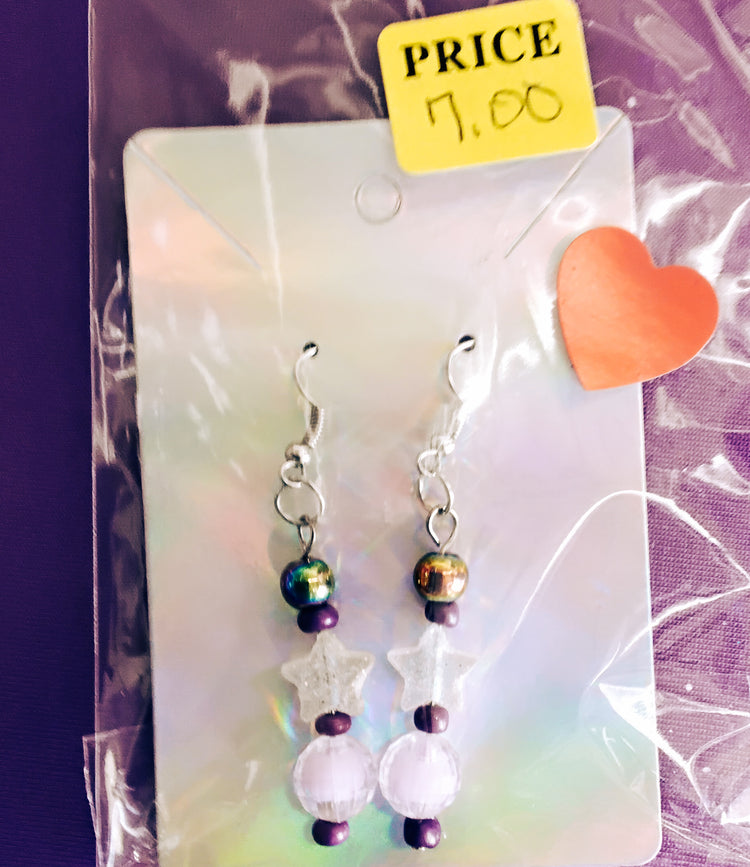 Heart and star beaded earrings