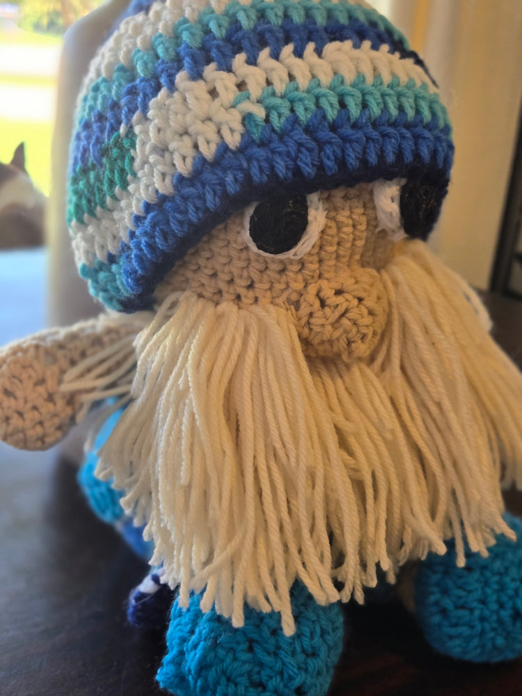 Blonde male crocheted gnome doll