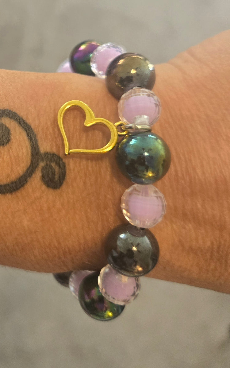 Heart2heart hematite charm bracelet