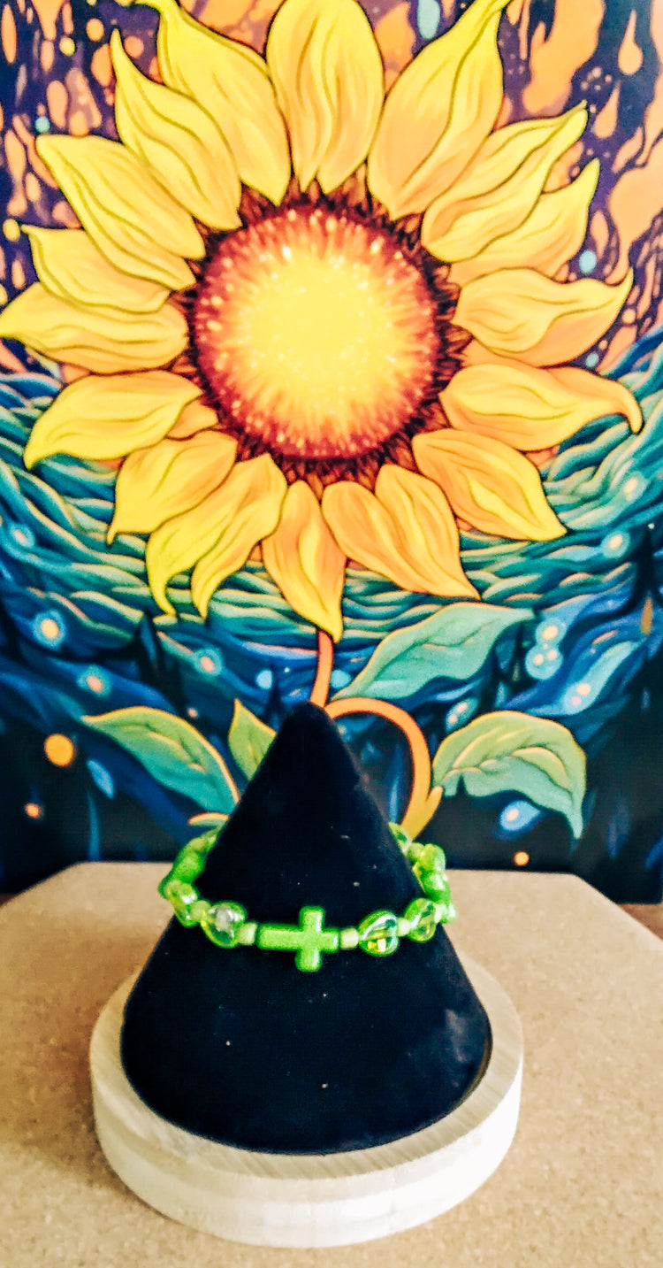 Green Heart2heart cross bracelet