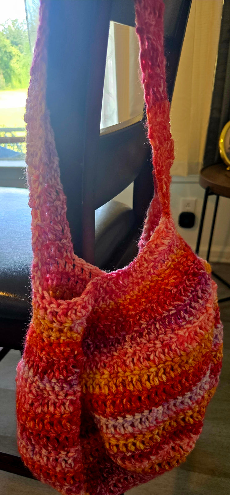 Multicolored Pink boho crocheted handbag