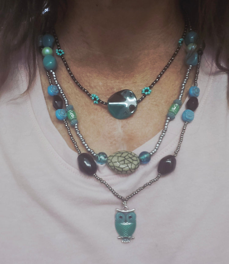 Interchangeable 3 in 1 owl pendant necklace