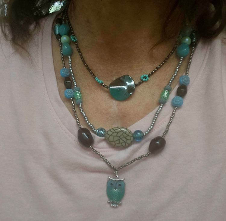 Interchangeable 3 in 1 owl pendant necklace