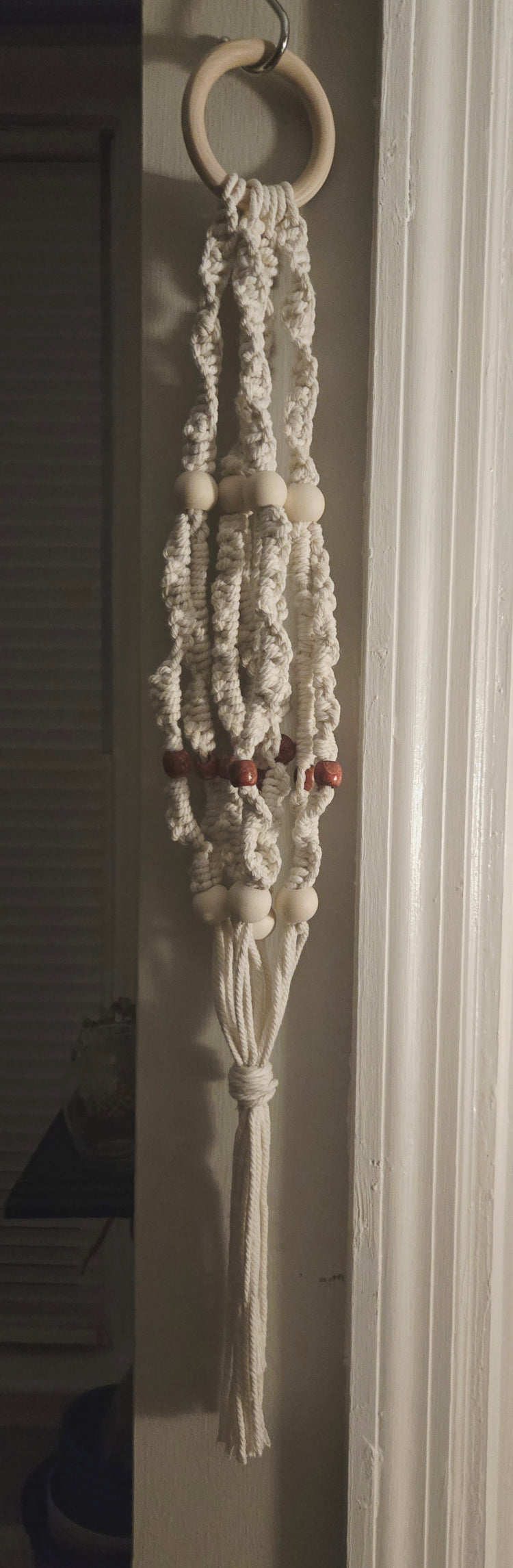 Beaded macrame small plant holder