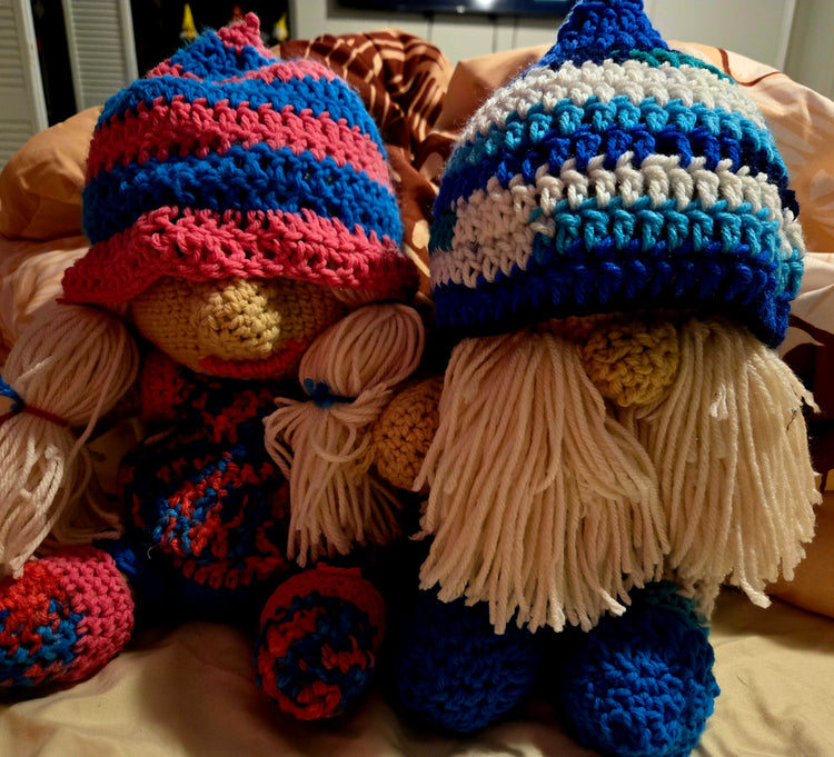 Blonde crocheted gnome doll