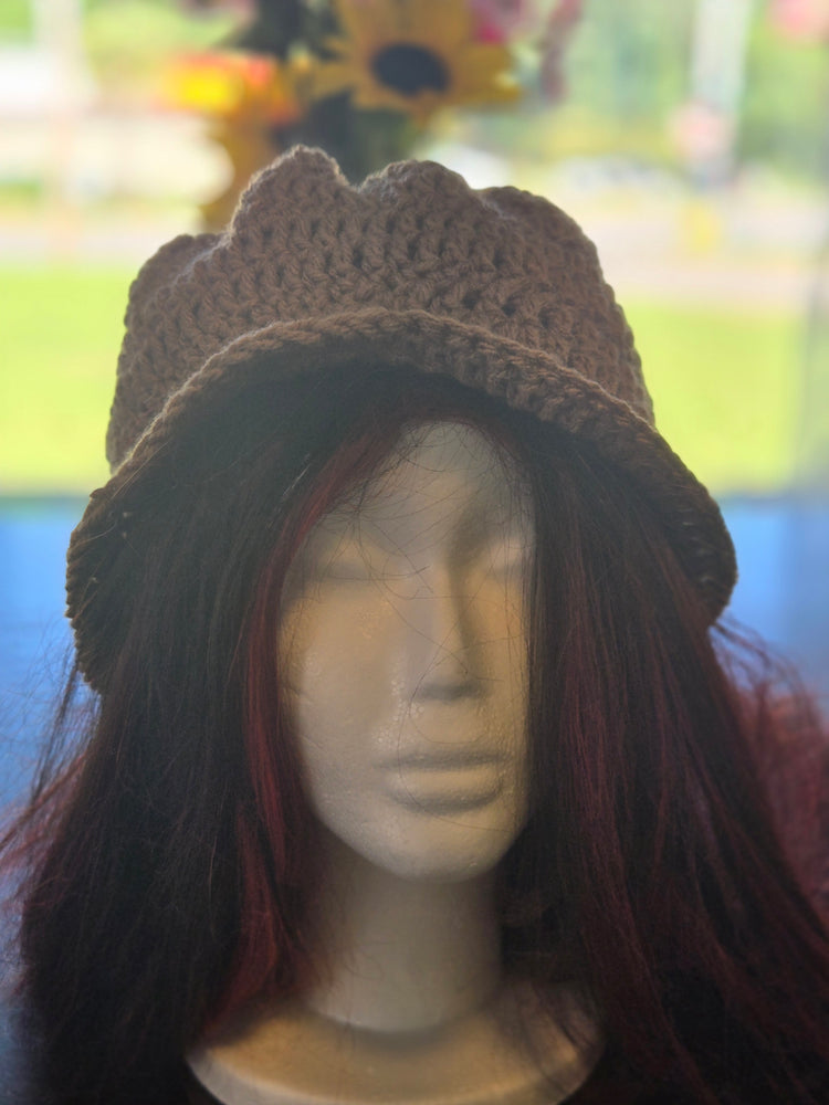 Brown boho crocheted hat
