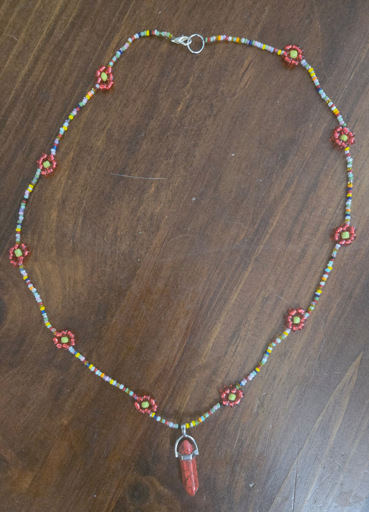 Rope style multi colored daisy chain with pendant