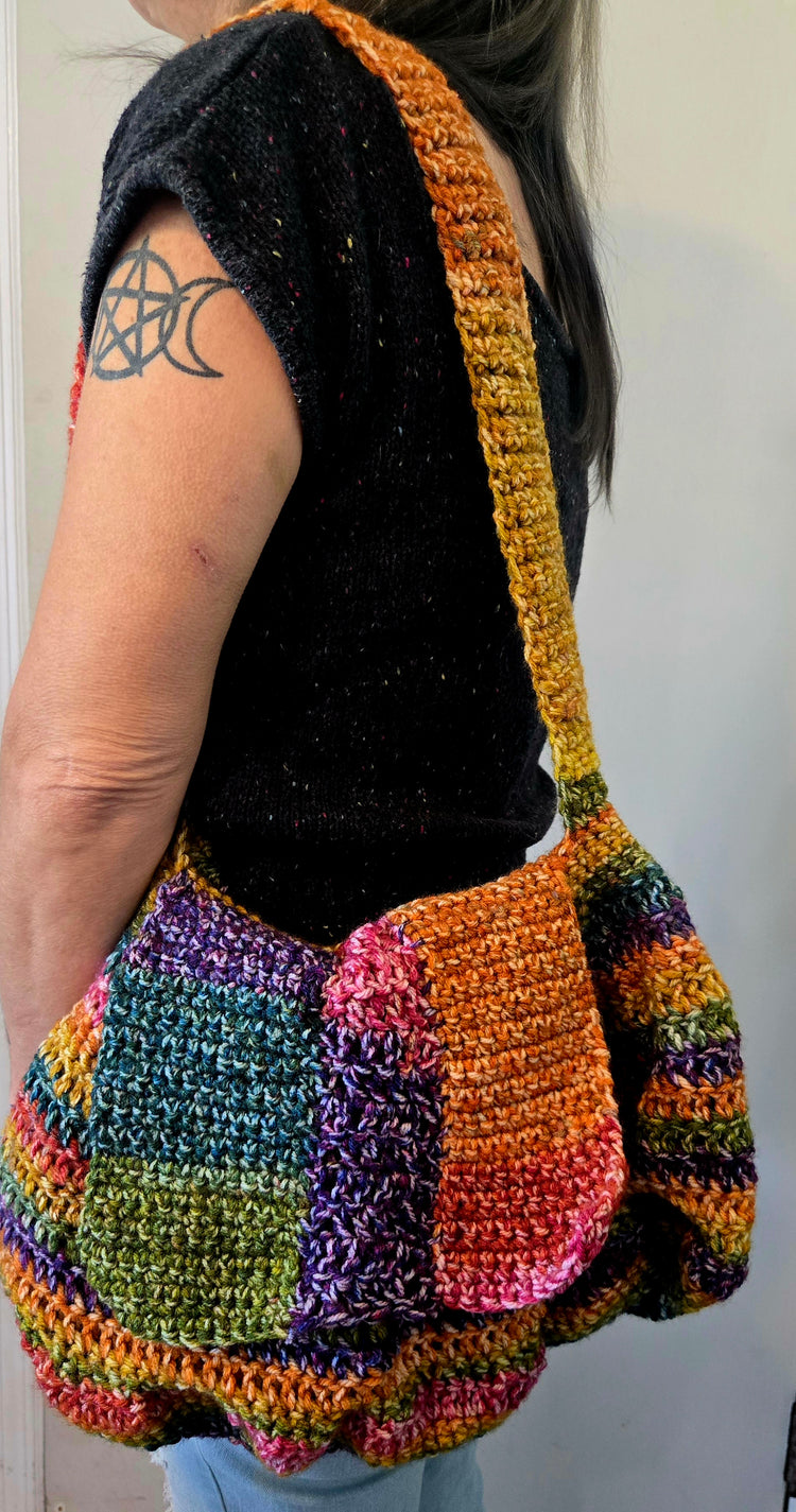 Multicolored gold boho handbag