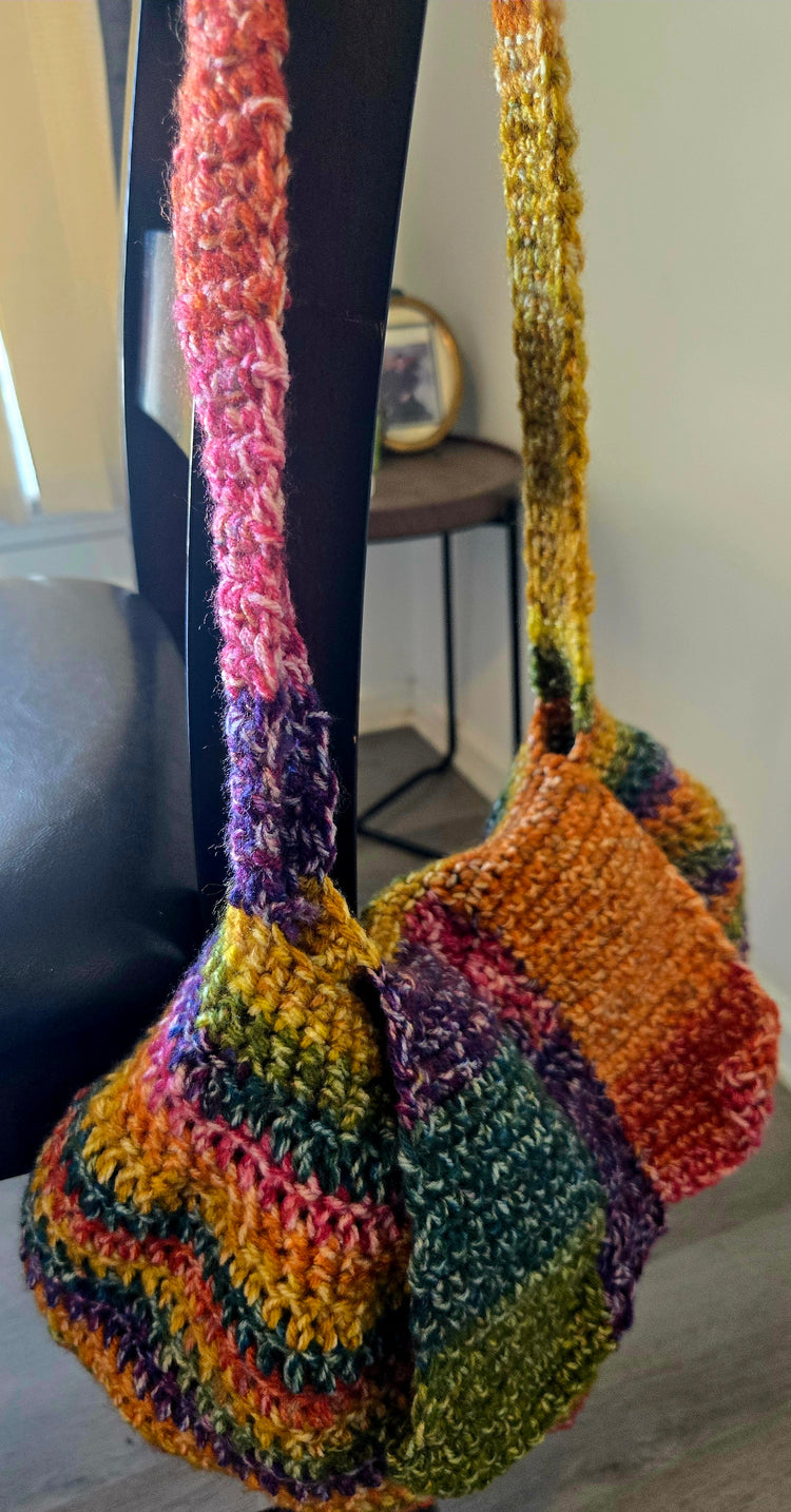 Multicolored gold boho handbag
