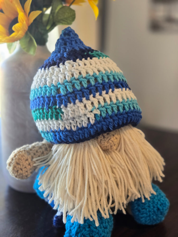 Blonde male crocheted gnome doll