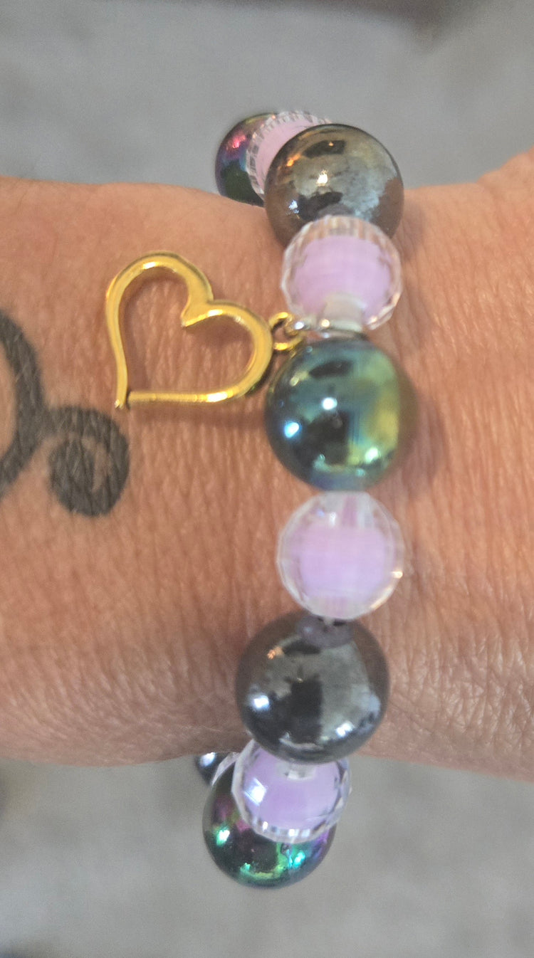 Heart2heart hematite charm bracelet