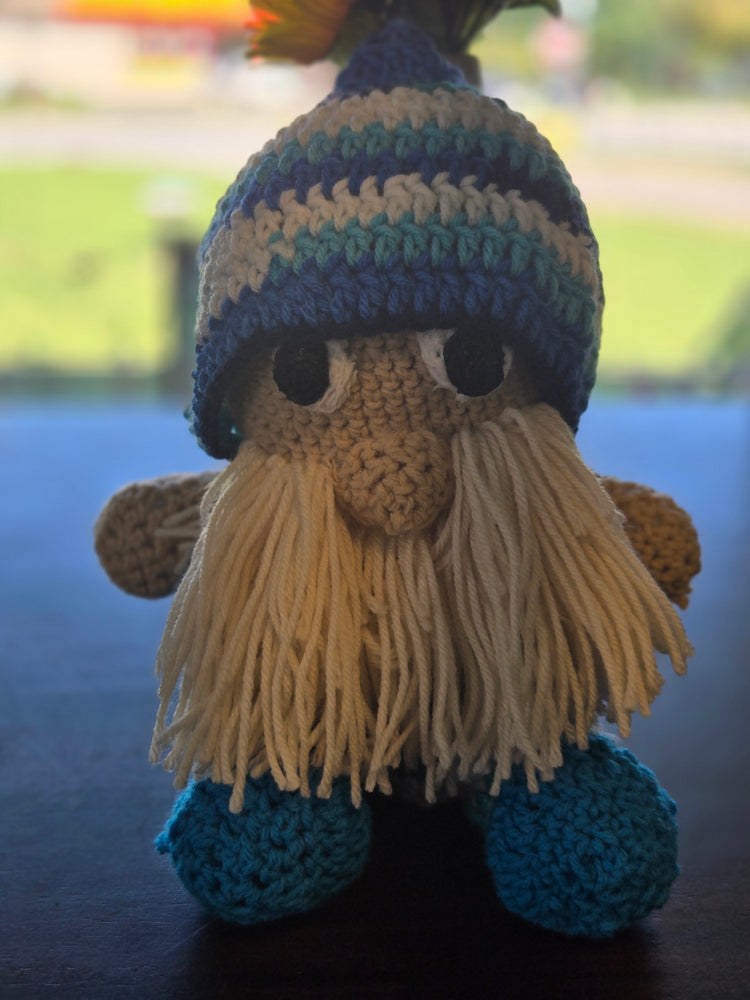 Blonde male crocheted gnome doll
