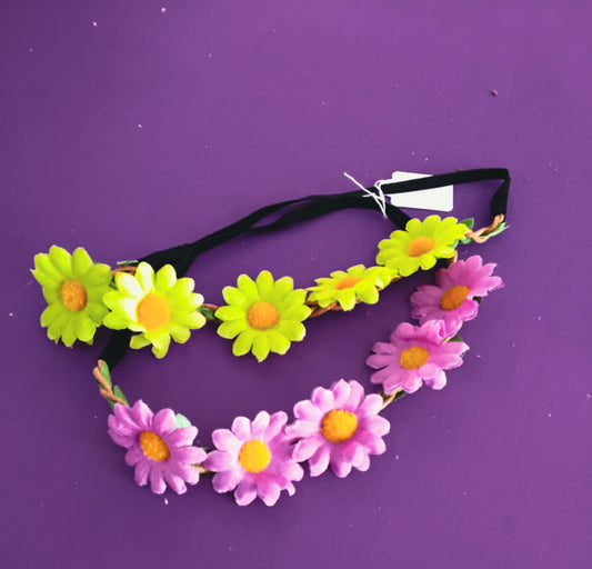 Set of 2 flower yellow and purple hairbands