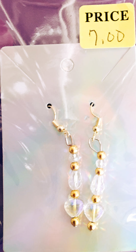 Crystal and gold colored beaded earrings