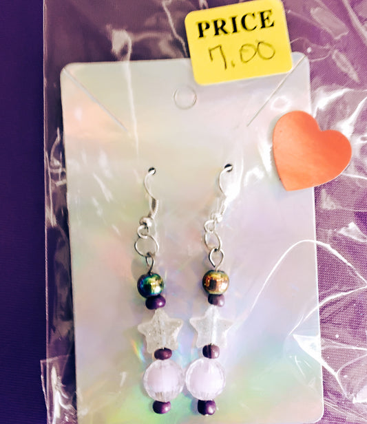 Heart and star beaded earrings