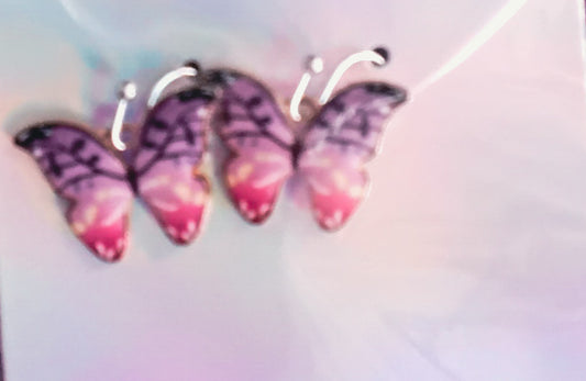 Pink and purple butterfly earrings