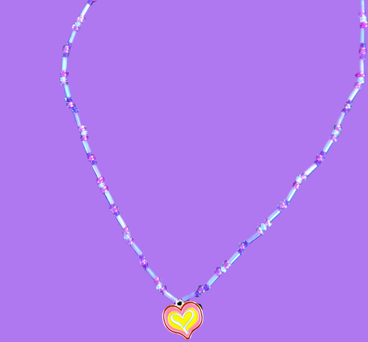 Heart2heart playful purple necklace with heart pendant