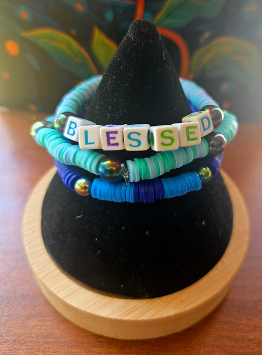 BLESSED word bracelet combo