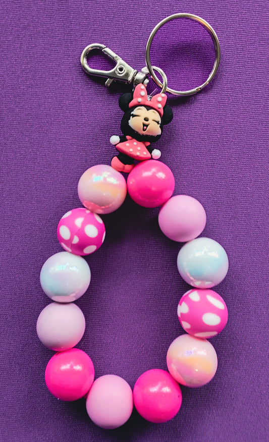 Pink mouse keychain