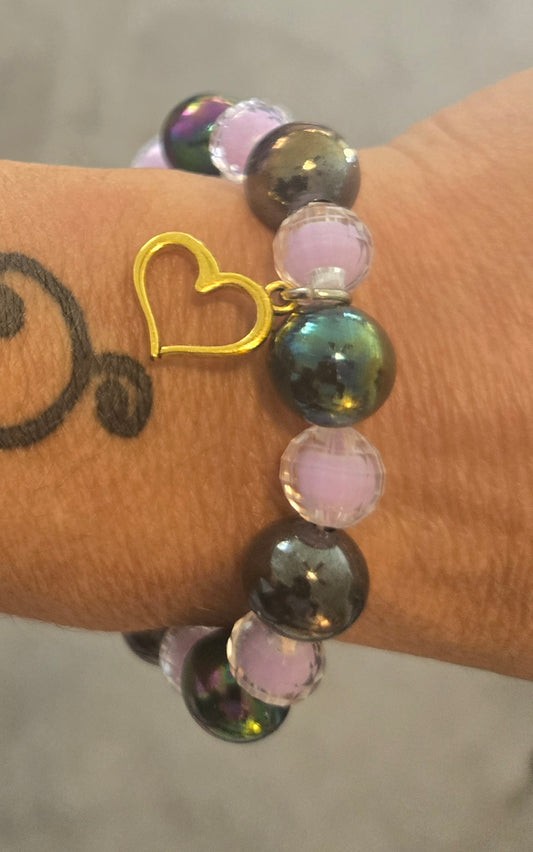 Heart2heart hematite charm bracelet
