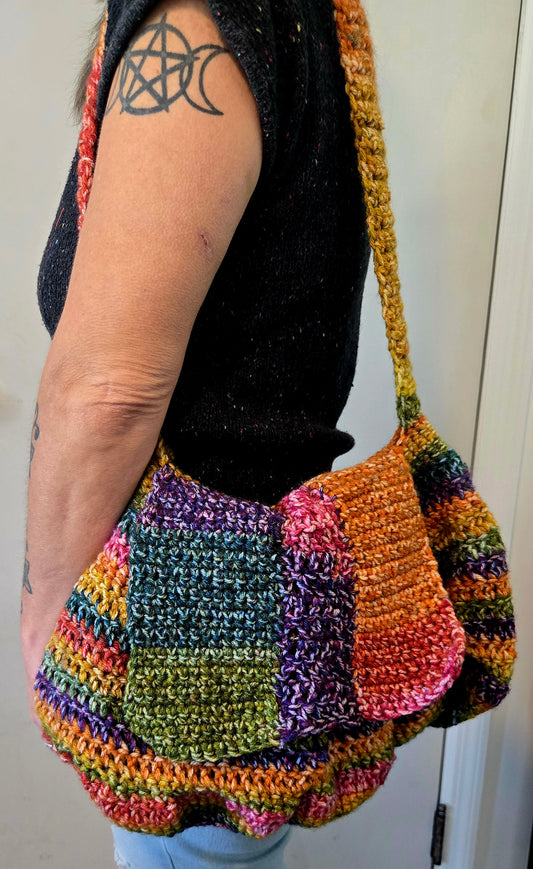 Multicolored gold boho handbag