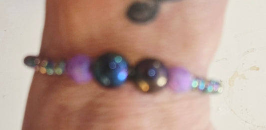 Hematite purple beaded bracelet