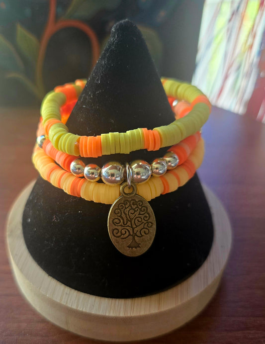 Polymer clay beaded bracelet set