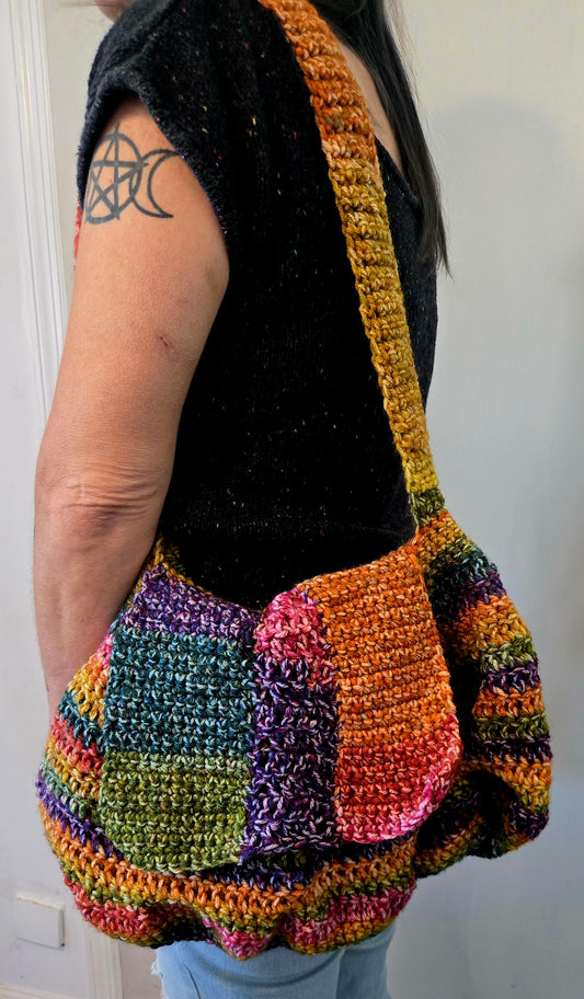 Multicolored gold boho handbag