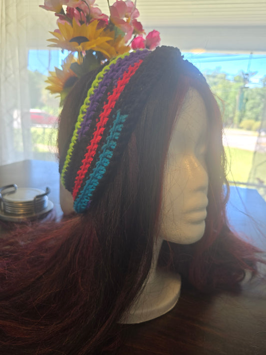 Multicolored medium crocheted hairband