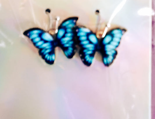 Blue butterfly earrings
