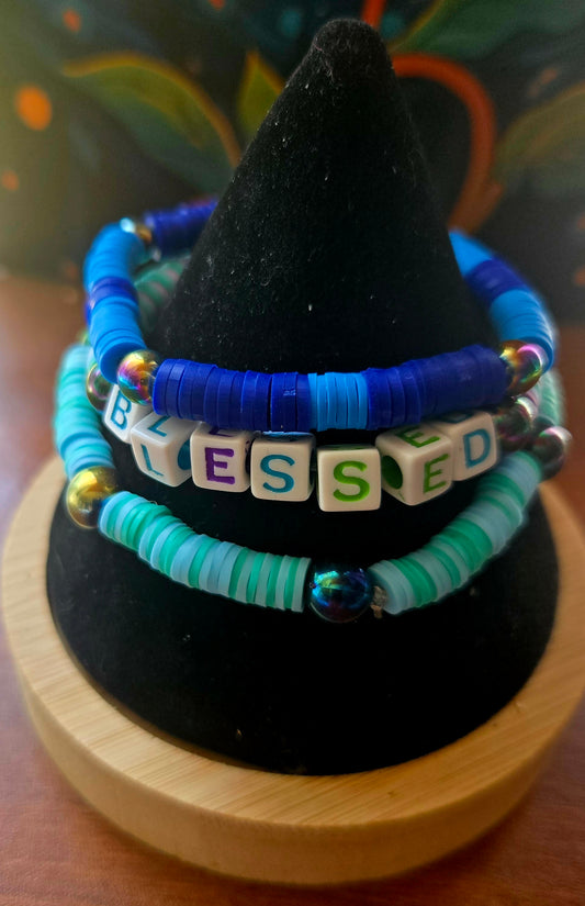 BLESSED word bracelet combo