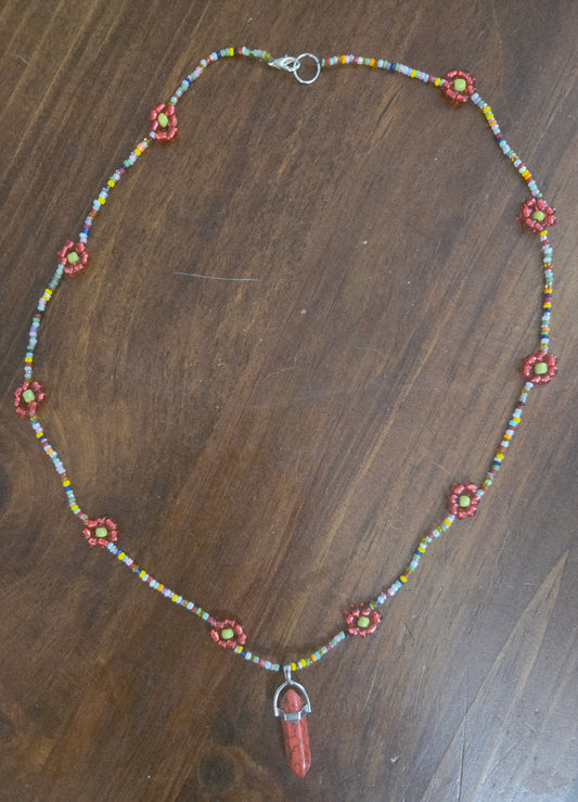 Rope style multi colored daisy chain with pendant