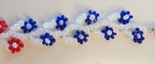 Red white and blue very flowery daisy chain necklace