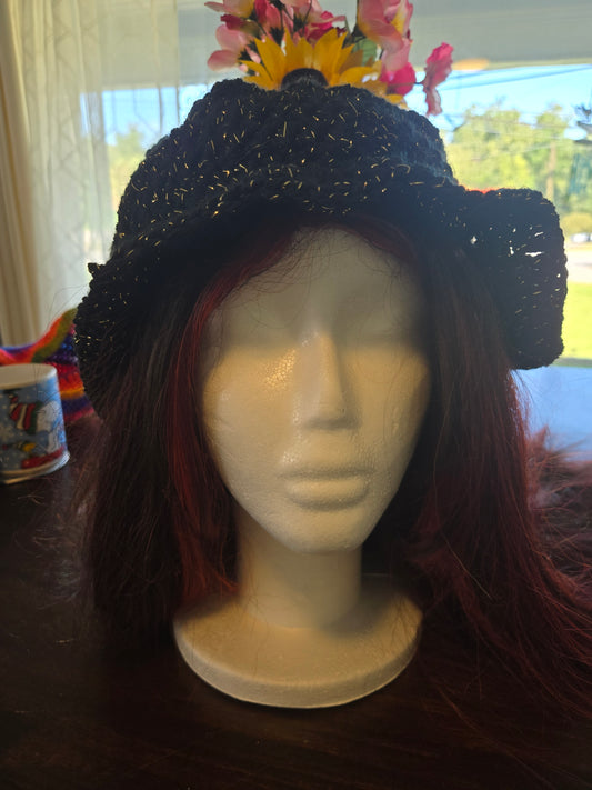 Sparkling black boho hat