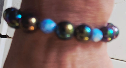 Hematite blue beaded bracelet