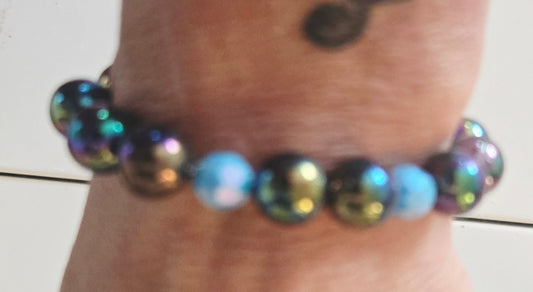 Hematite blue beaded bracelet