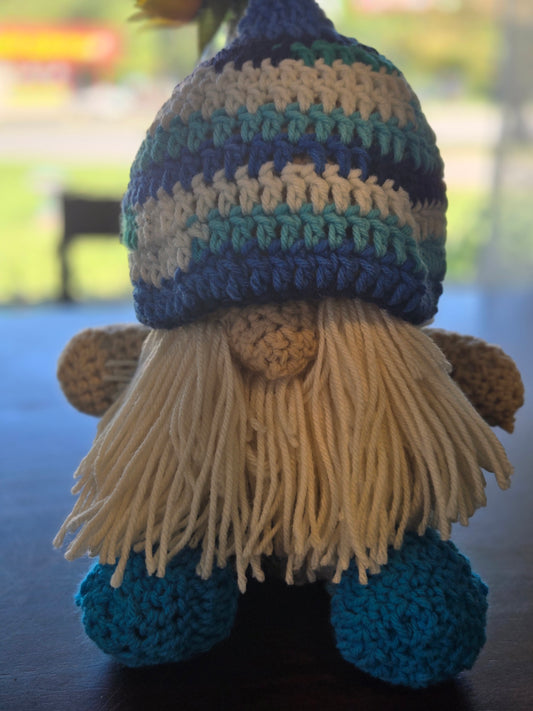 Blonde male crocheted gnome doll