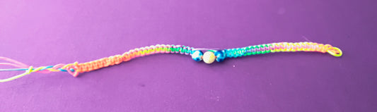 Macrame neon rainbow beaded friendship bracelet