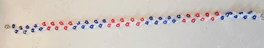 Red white and blue very flowery daisy chain necklace