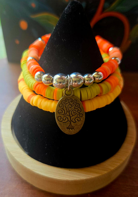 Polymer clay beaded bracelet set