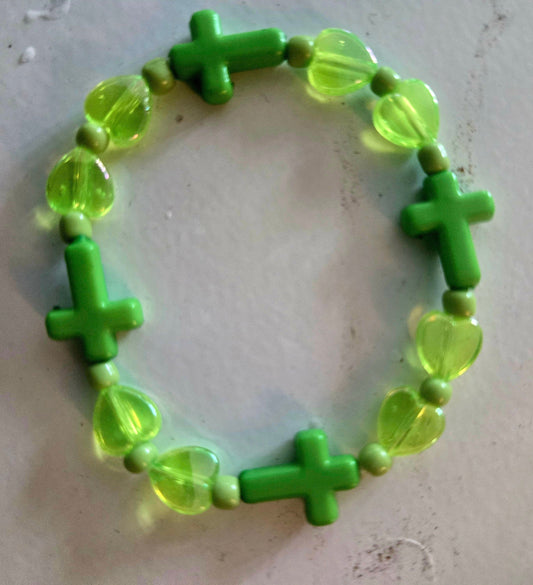 Green Heart2heart cross bracelet