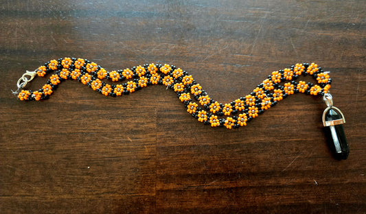Halloween colored daisy chain with crystal pendant