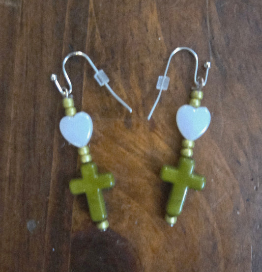 Cross heart earrings