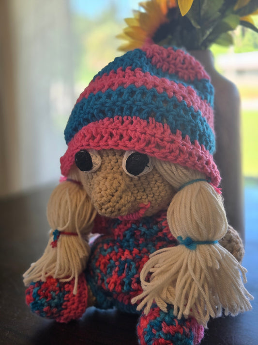 Blonde crocheted gnome doll