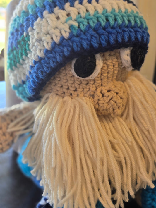 Blonde male crocheted gnome doll
