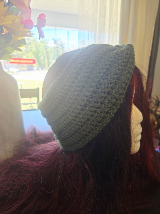 Large crocheted green hairband