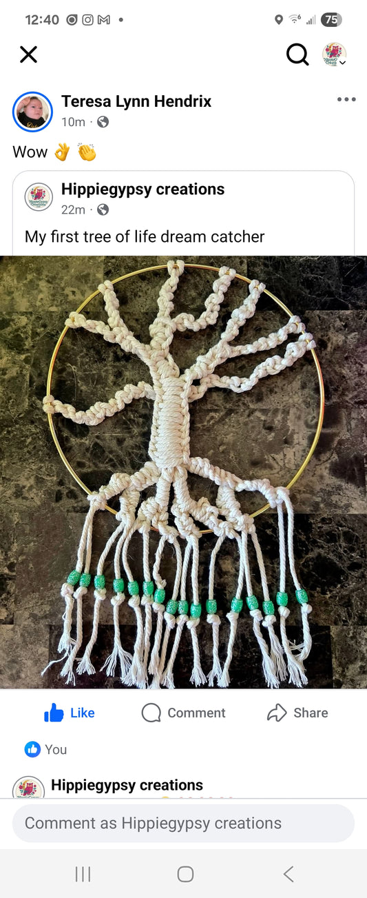 Beige tree of life dream catcher