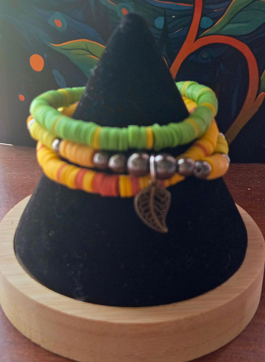Polymer beaded bracelet set