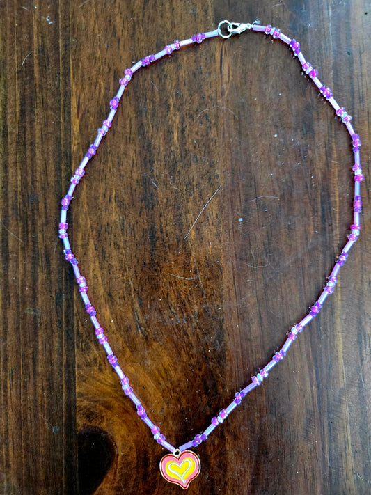 Heart2heart playful purple necklace with heart pendant